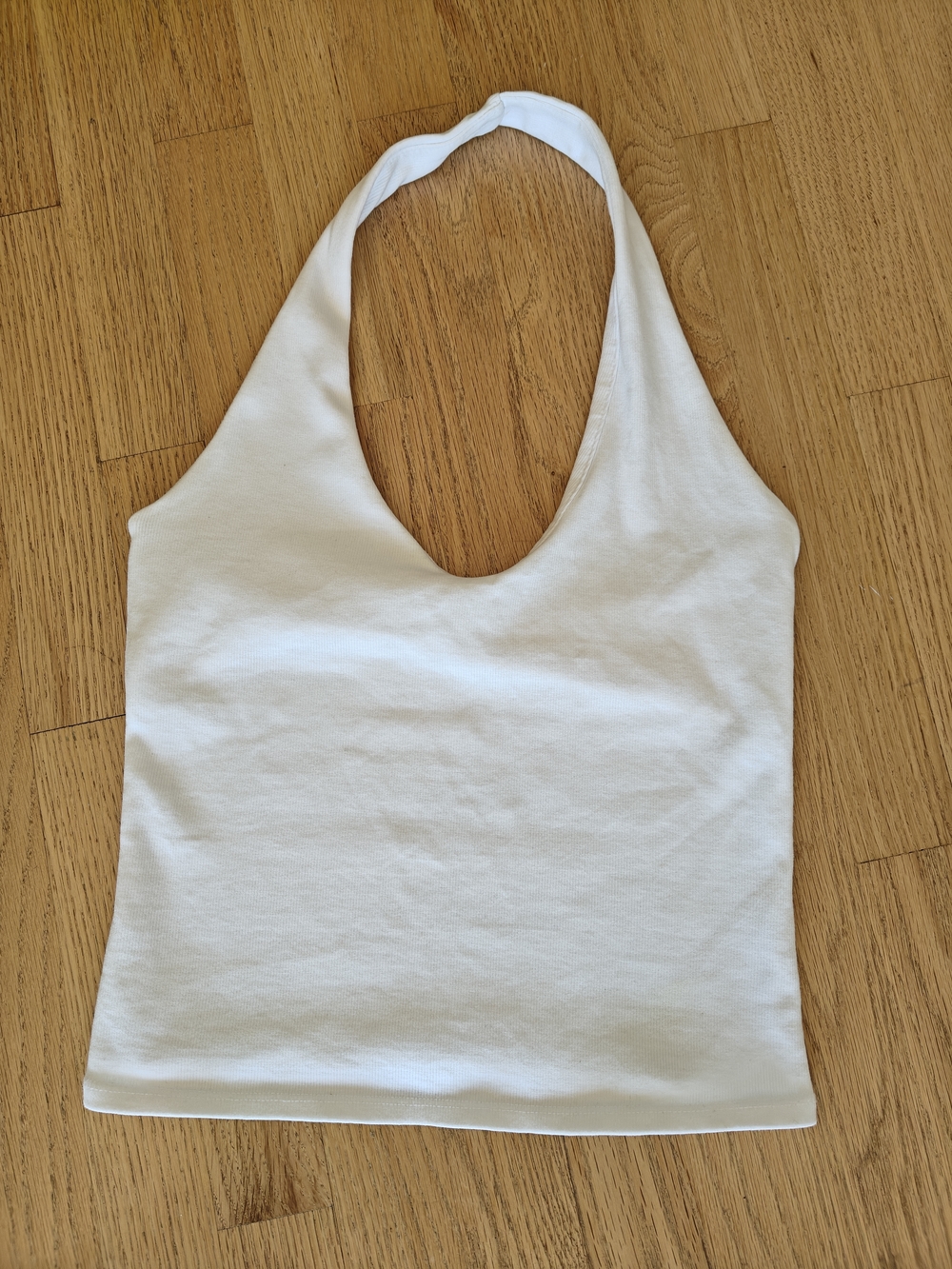 Zara White Halter Sculpt Top Fitted Minimal Size L